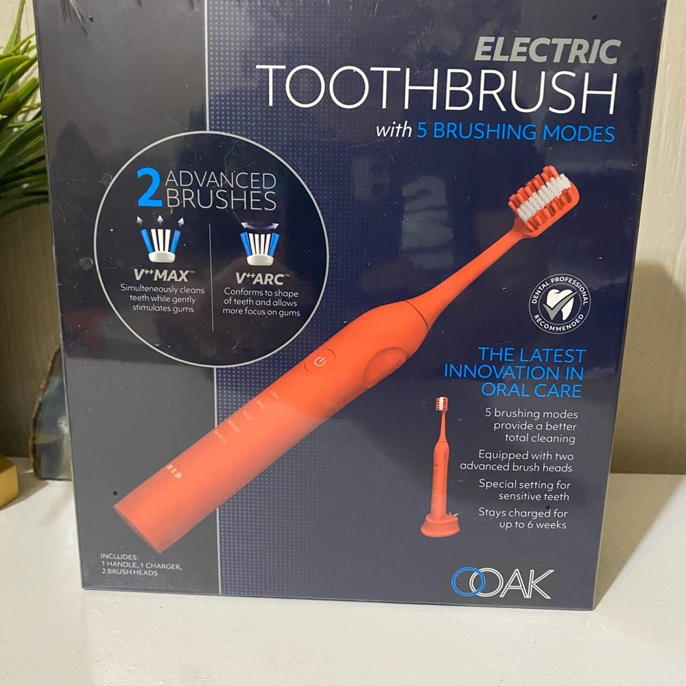 OAK Electric Toothbrush - Orange - Rechargeable with 5 Brushing Modes